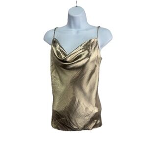 New Lovers + Friends Top Medium Womens Satin Ivory Pearl Strap Tank Revolve